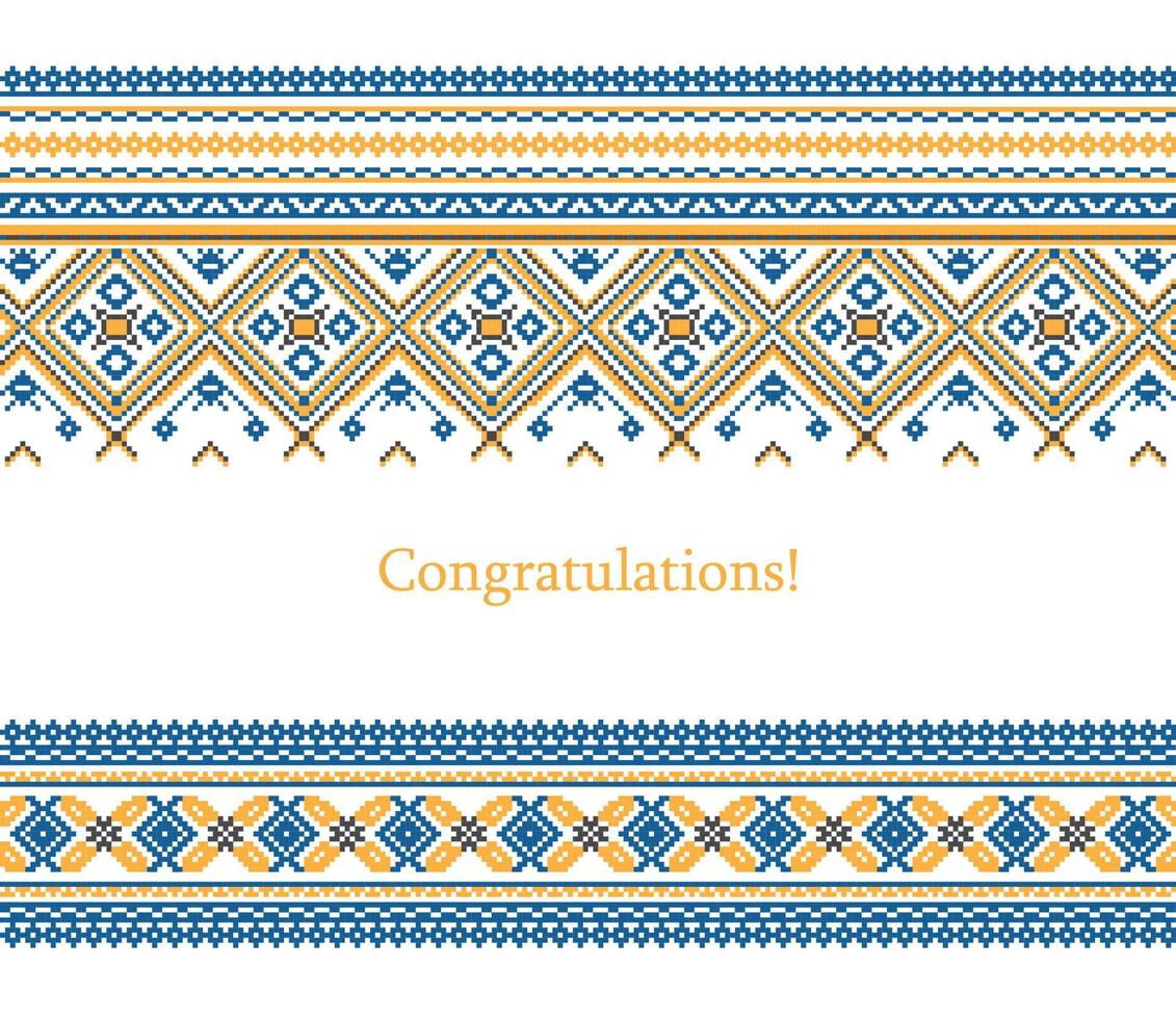 Greeting card with ethnic ornament pattern in different colors vector