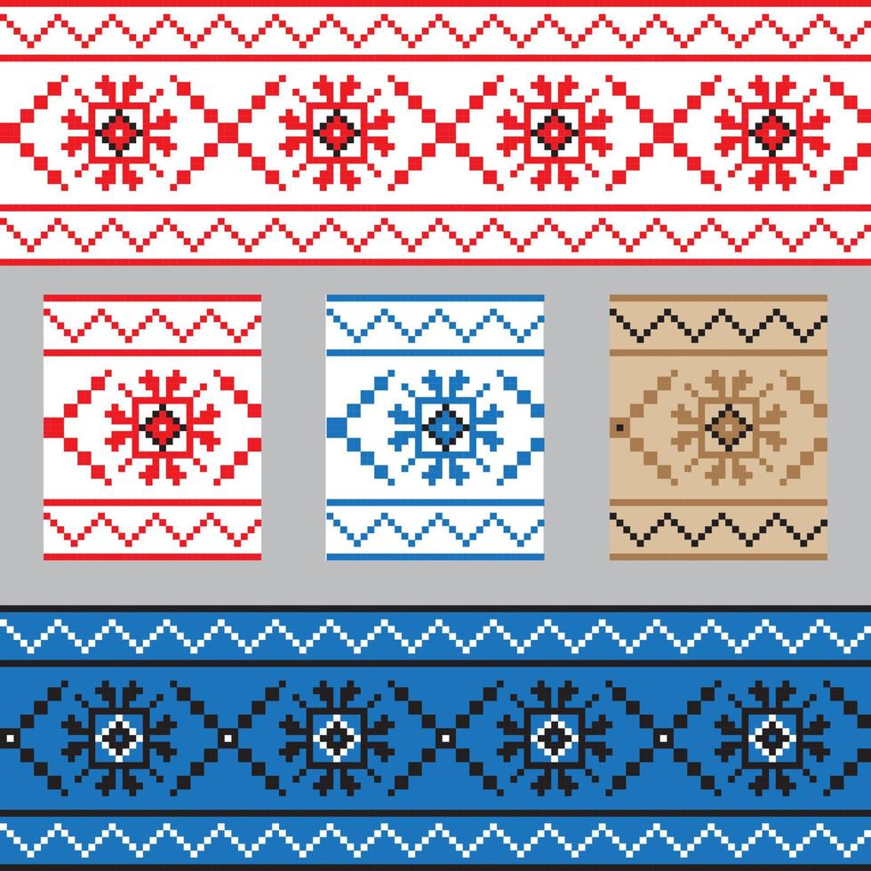 conjunto de patrón de ornamento étnico en diferentes colores. ilustración vectorial vector