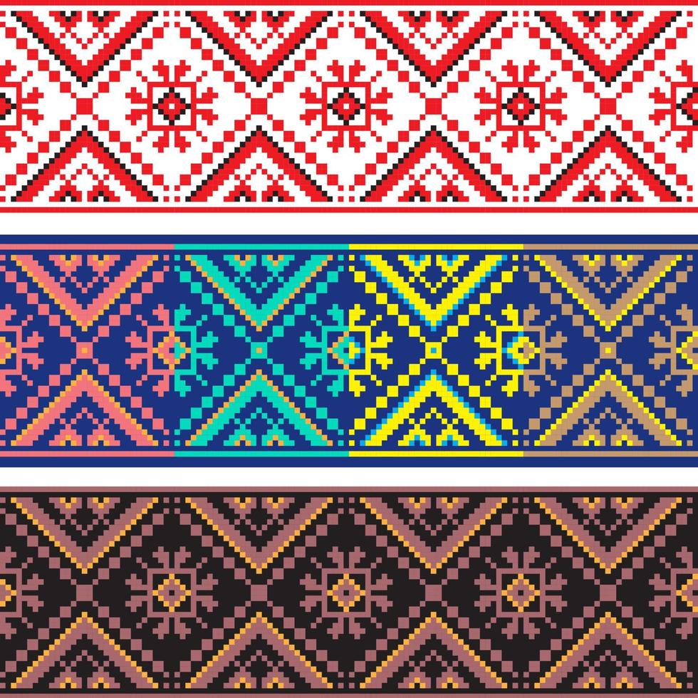 Set of Ethnic ornament pattern in different colors. Vector illustration