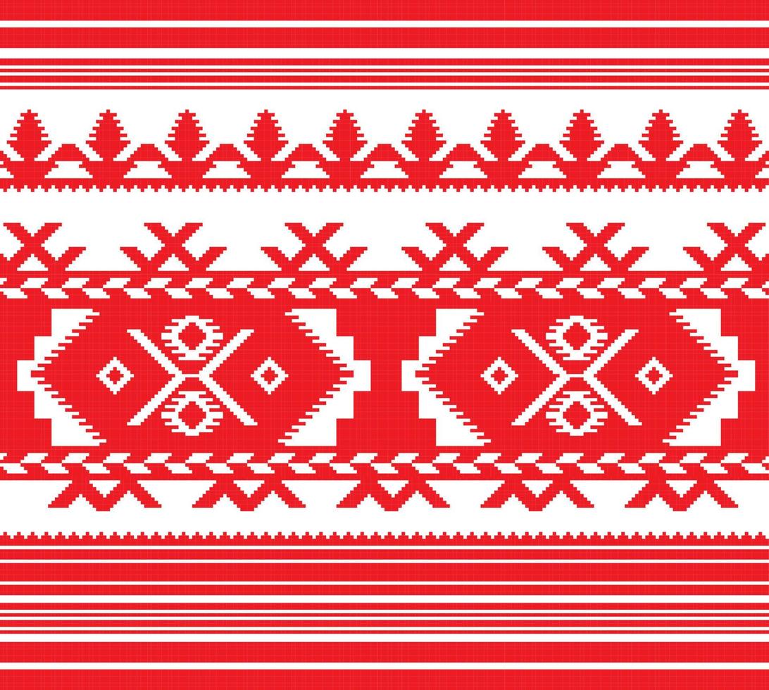 conjunto de patrón de ornamento étnico en color rojo vector