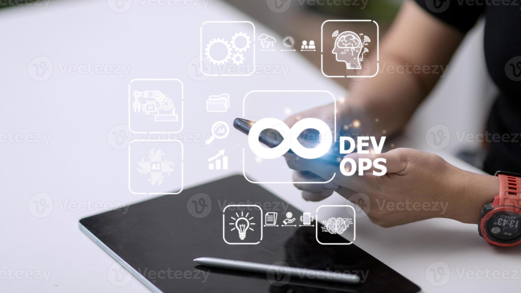 DevOps Methodology Development Operations agil programming technology concept. photo