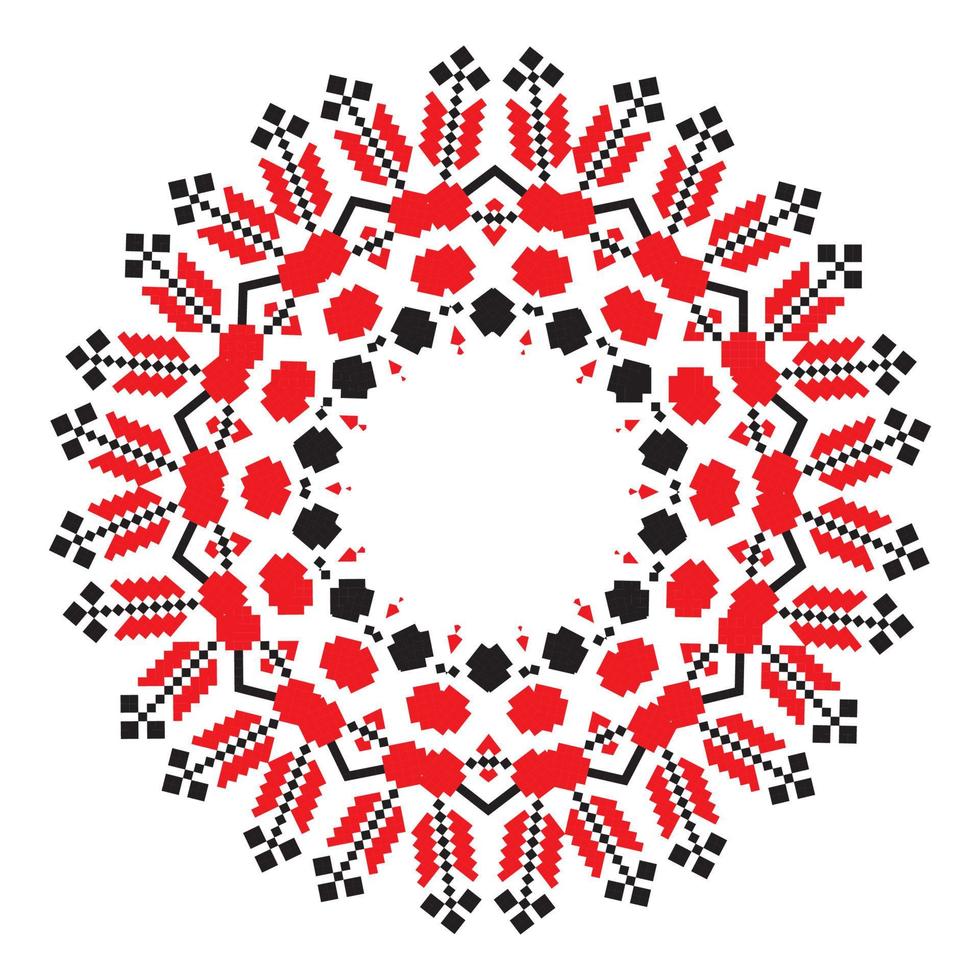 Ethnic ornament mandala geometric patterns in red color vector