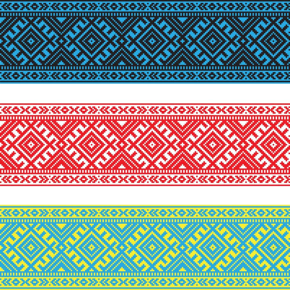 Set of Ethnic ornament pattern in different colors. Vector illustration