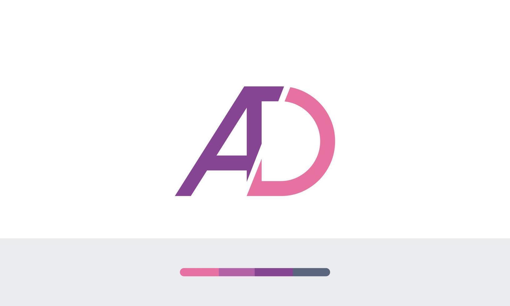 Alphabet letters Initials Monogram logo AD, DA, A and D vector