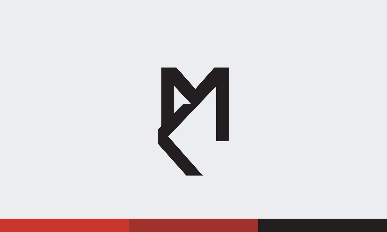 letras del alfabeto iniciales monograma logo km, mk, k y m vector