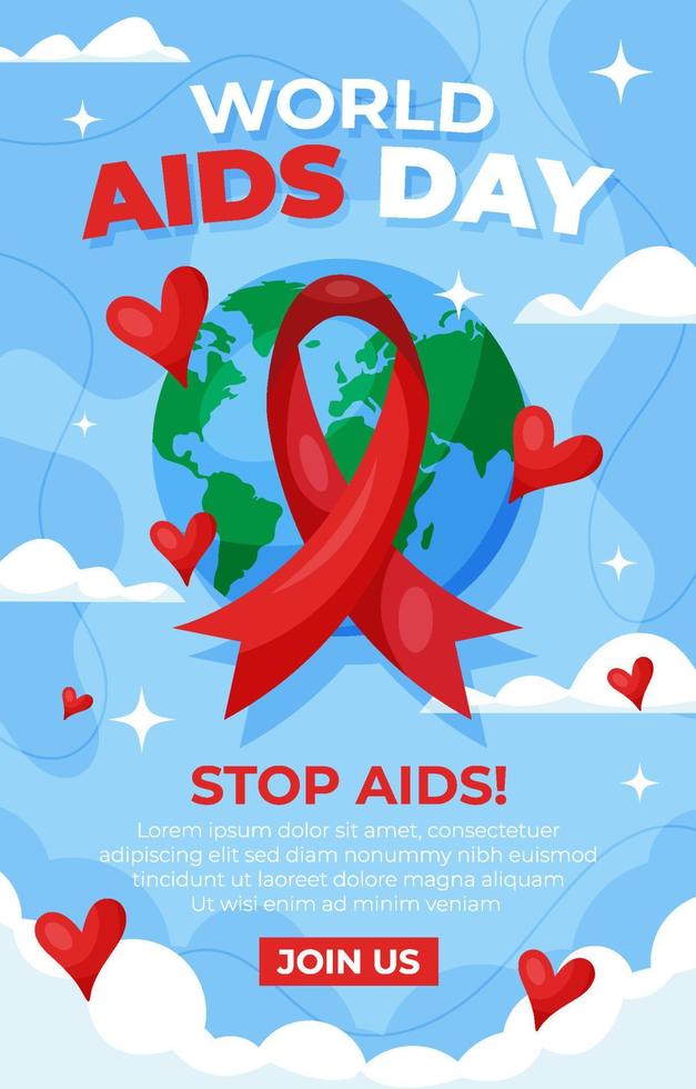 World Aids Day with Earth Ribbon Poster vector
