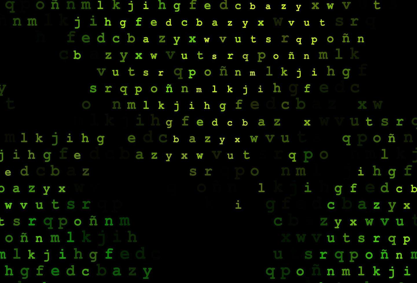 Dark green vector cover with english symbols.