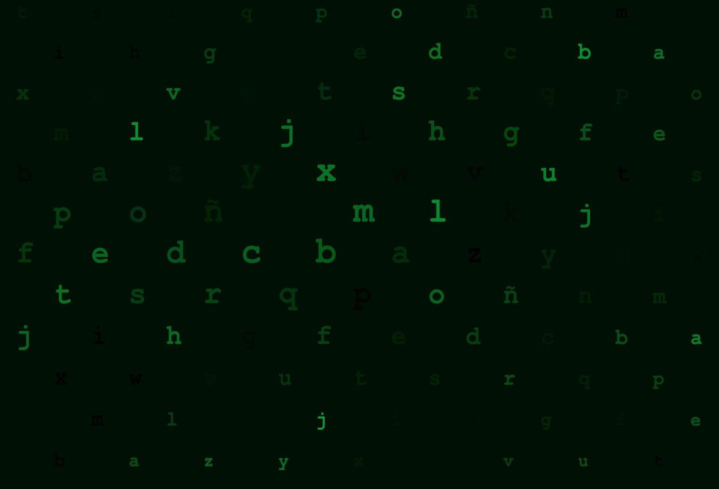 Dark green vector template with isolated letters.