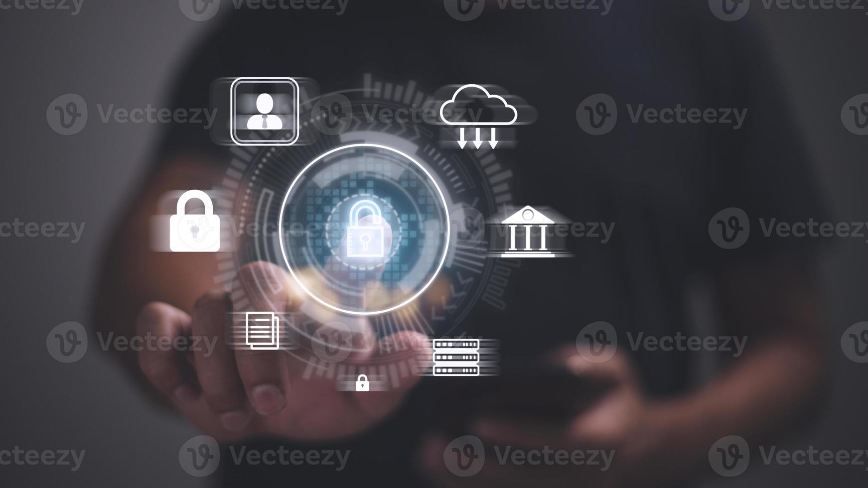 Cyber Protection Data Security Internet Privacy Internet technology concept on virtual screen. photo