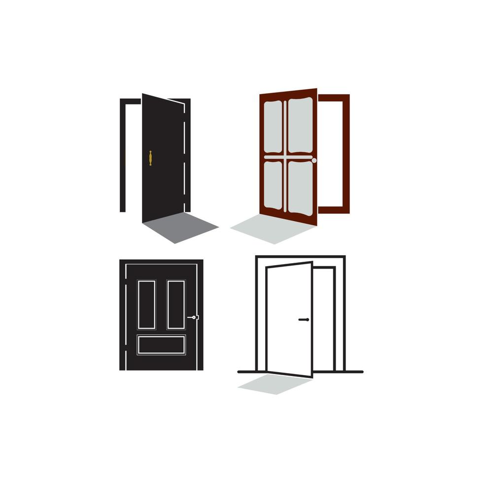 conjunto de ilustración de icono de vector de plantilla de logotipo de puerta