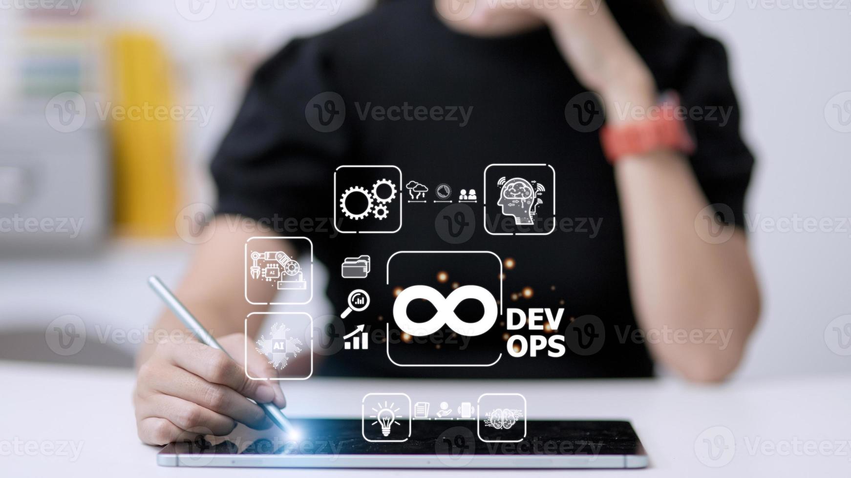 DevOps Methodology Development Operations agil programming technology concept. photo