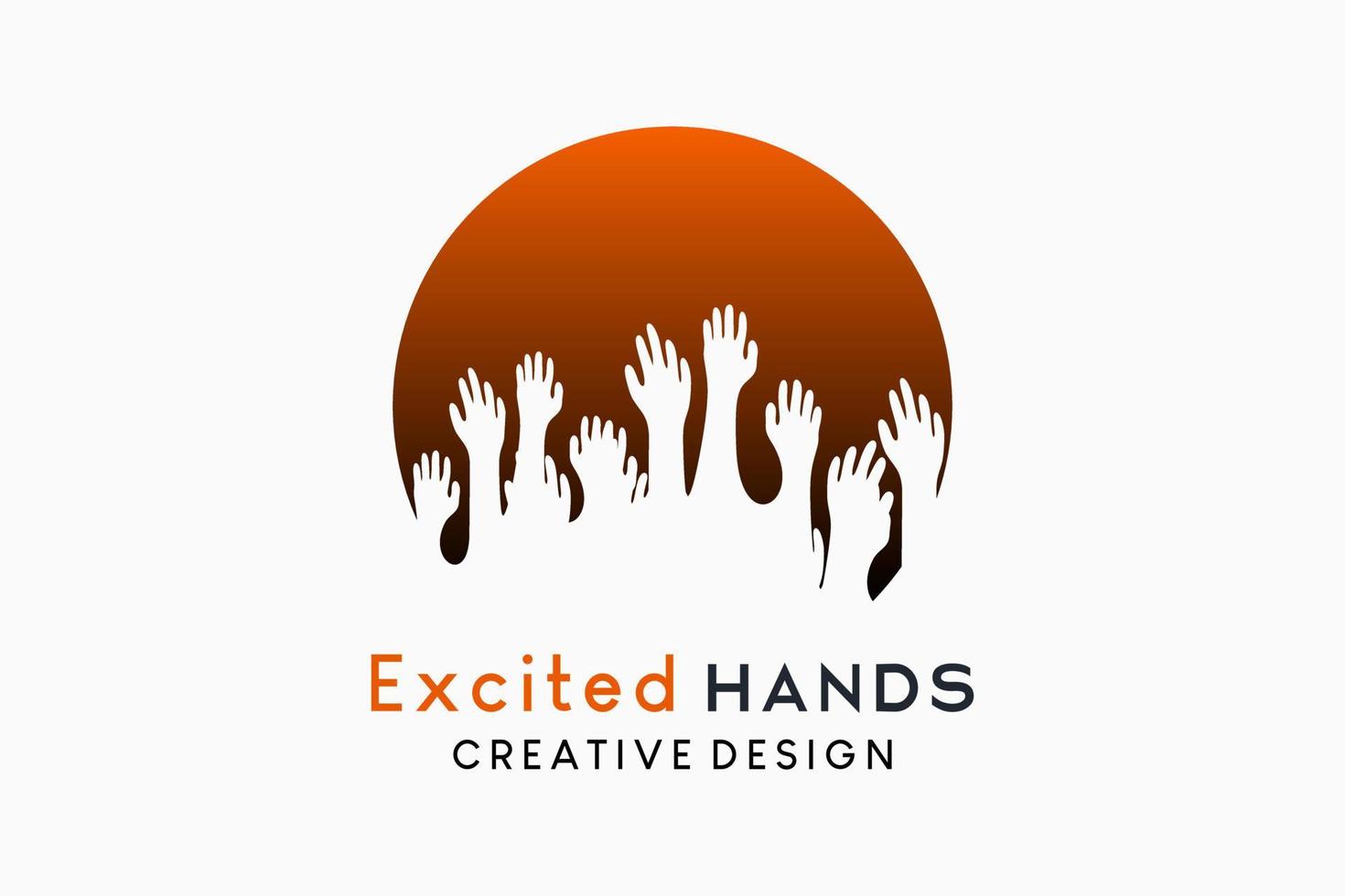 Hands up or applause logo design with creative concept in dots vector