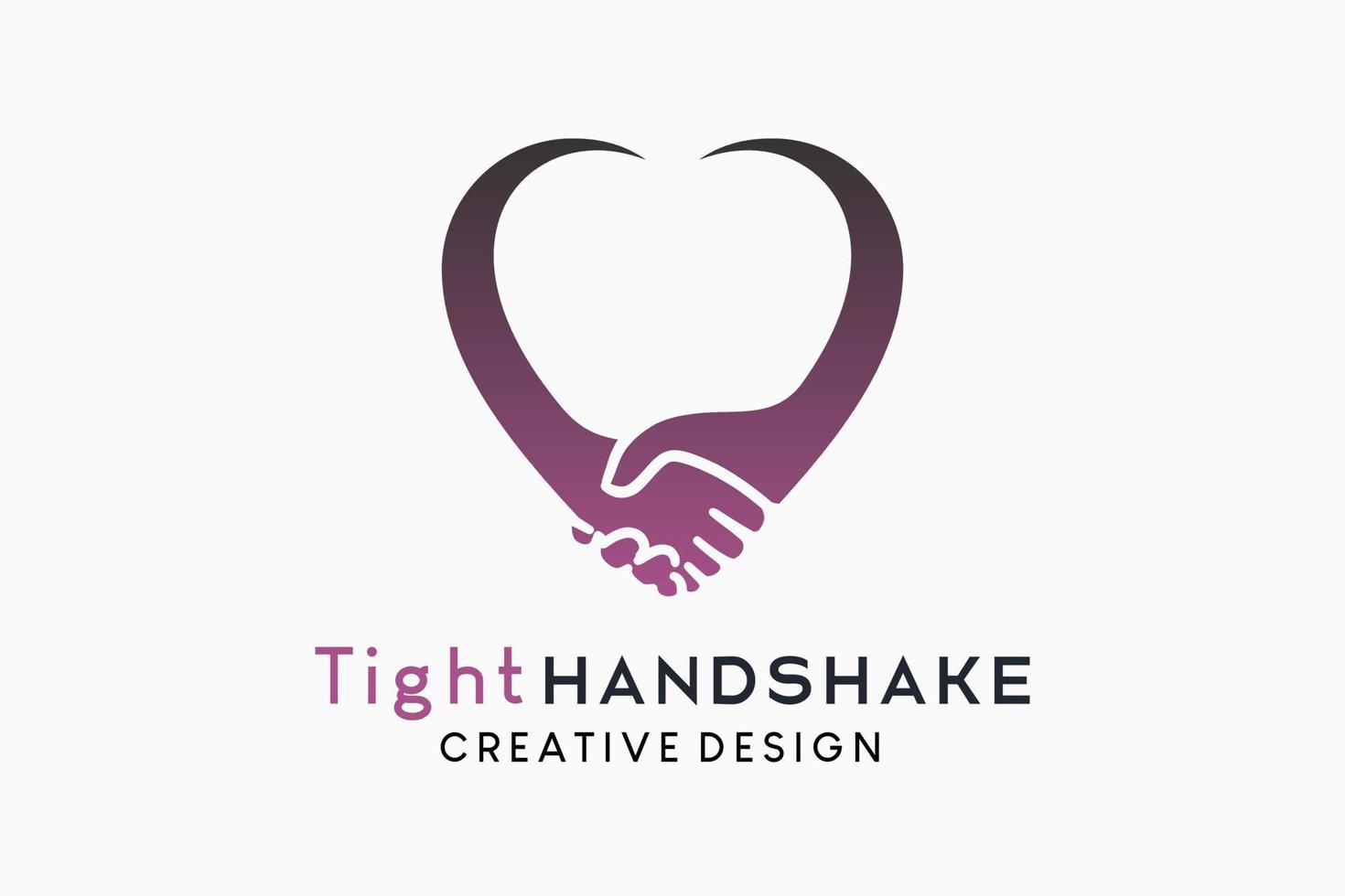 Handshake logo design in heart shape creative concept vector