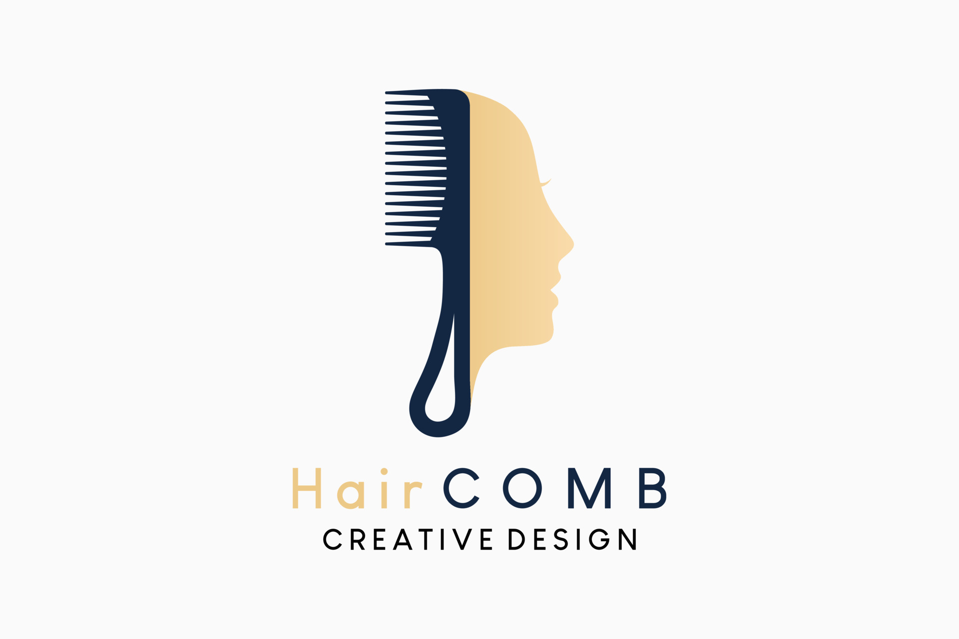 Hair comb logo design with silhouette of woman's face in creative ...