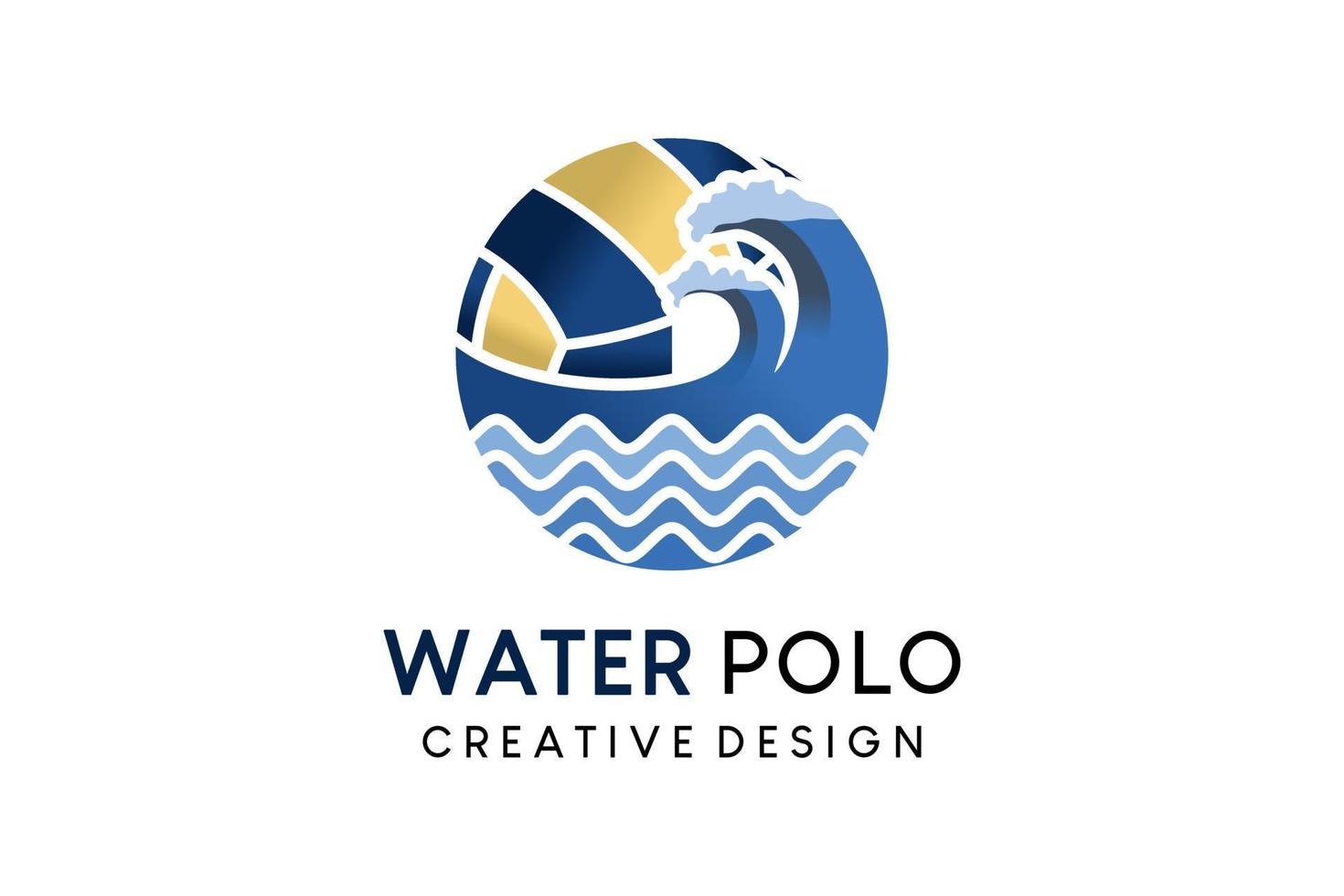 diseño de logotipo de waterpolo, ilustración de vector de bola combinada con icono de onda