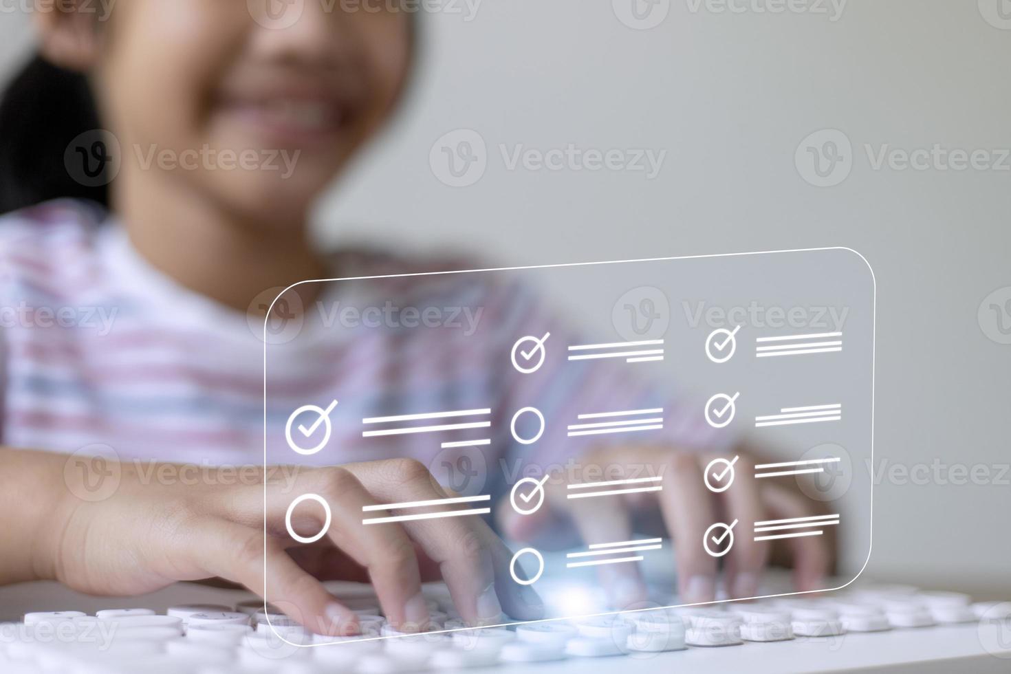 questionnaire with checkboxes, filling survey form online, answer questions of test photo