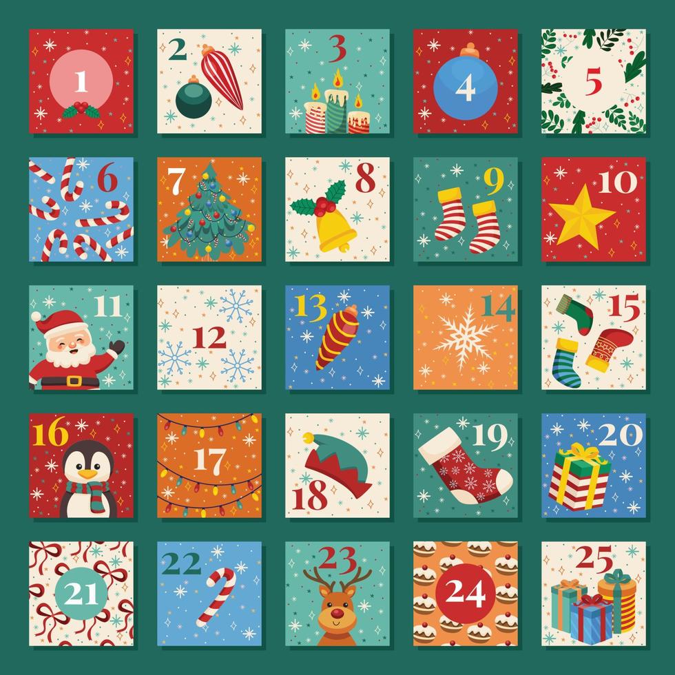 Cheerful and Cute Advent Calendar vector