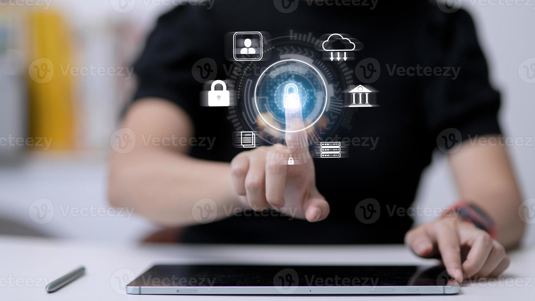 Cyber Protection Data Security Internet Privacy Internet technology concept on virtual screen. photo