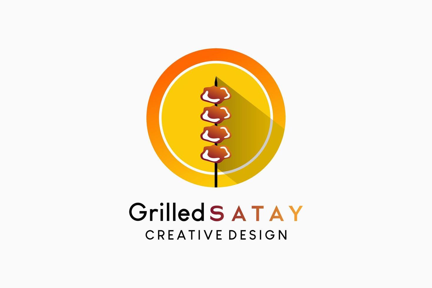 Grilled satay logo design with creative concept, satay icon in dots vector