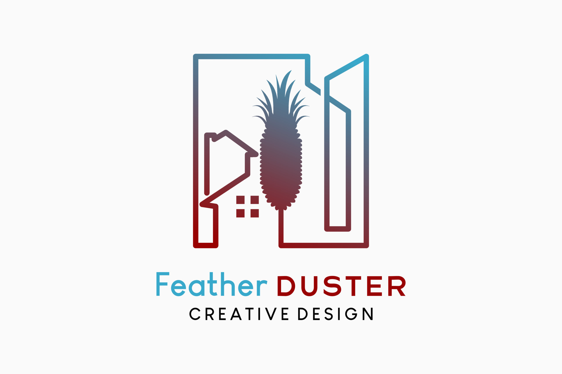 Quill feather duster logo design traditional dust cleaner illustration