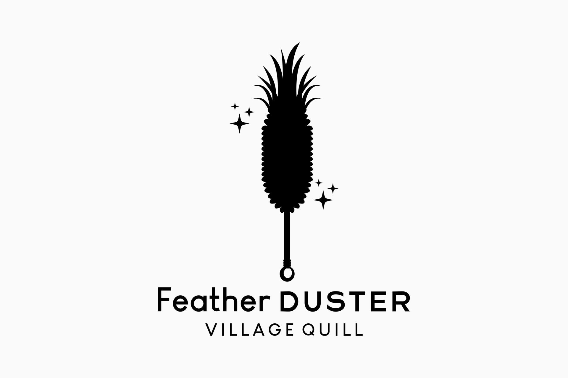 Quill feather duster logo design, traditional dust cleaner illustration