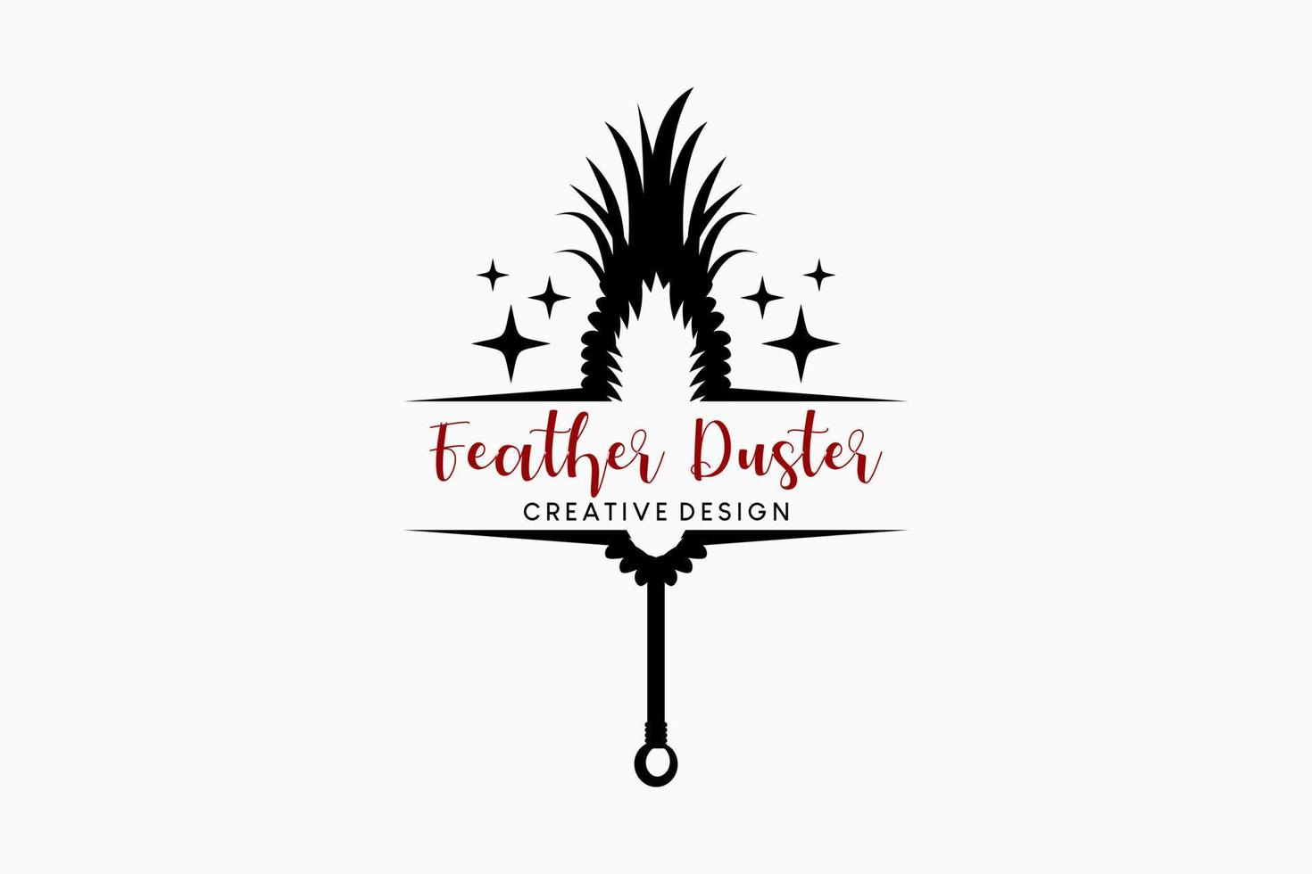 Quill feather duster logo design traditional dust cleaner illustration