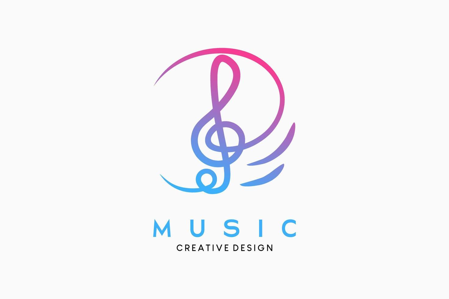 diseño de logotipo de icono de música o símbolo de música con concepto creativo dibujado a mano vector