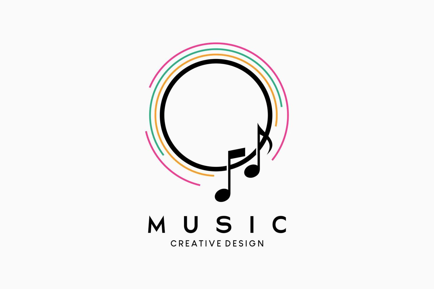 diseño de logotipo de icono de música o símbolo de música con concepto creativo creativo en círculo vector