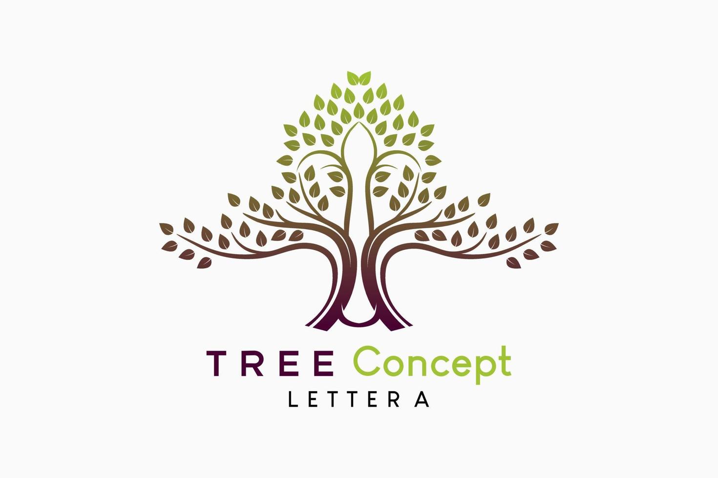 Tree icon logo with creative concept of letter A vector