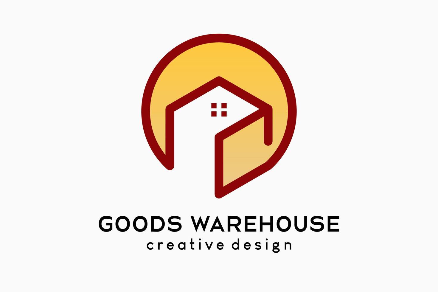 Warehouse or goods house logo design, box icon combined with house icon in dots vector