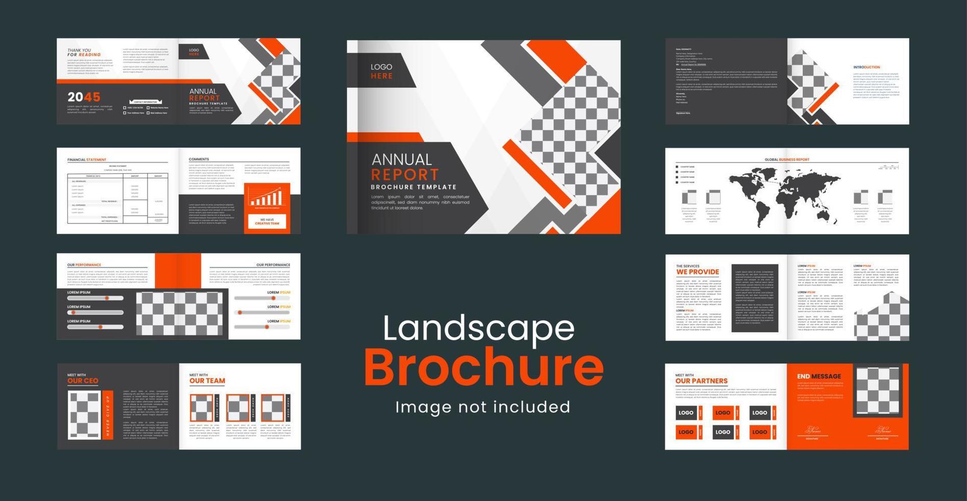 Print Modern 16 page landscape creative annual report brochure template layout design vector