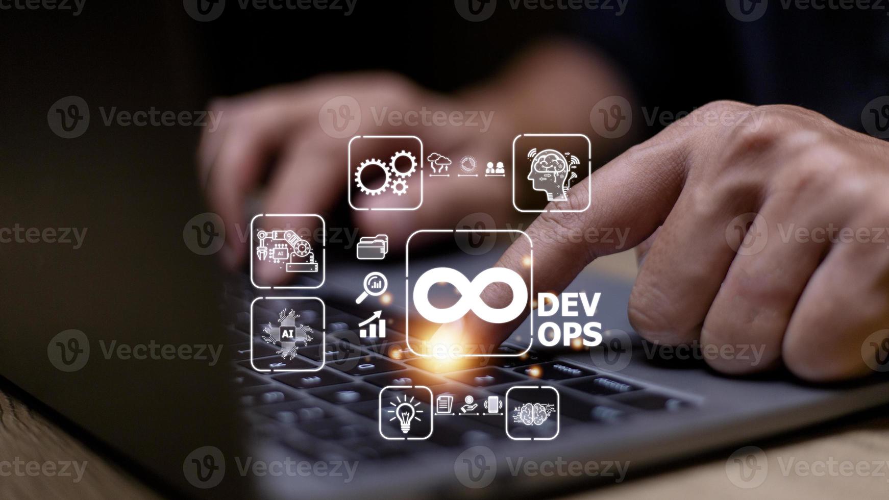 concepto devops, desarrollo de software y operaciones de ti, programación ágil foto