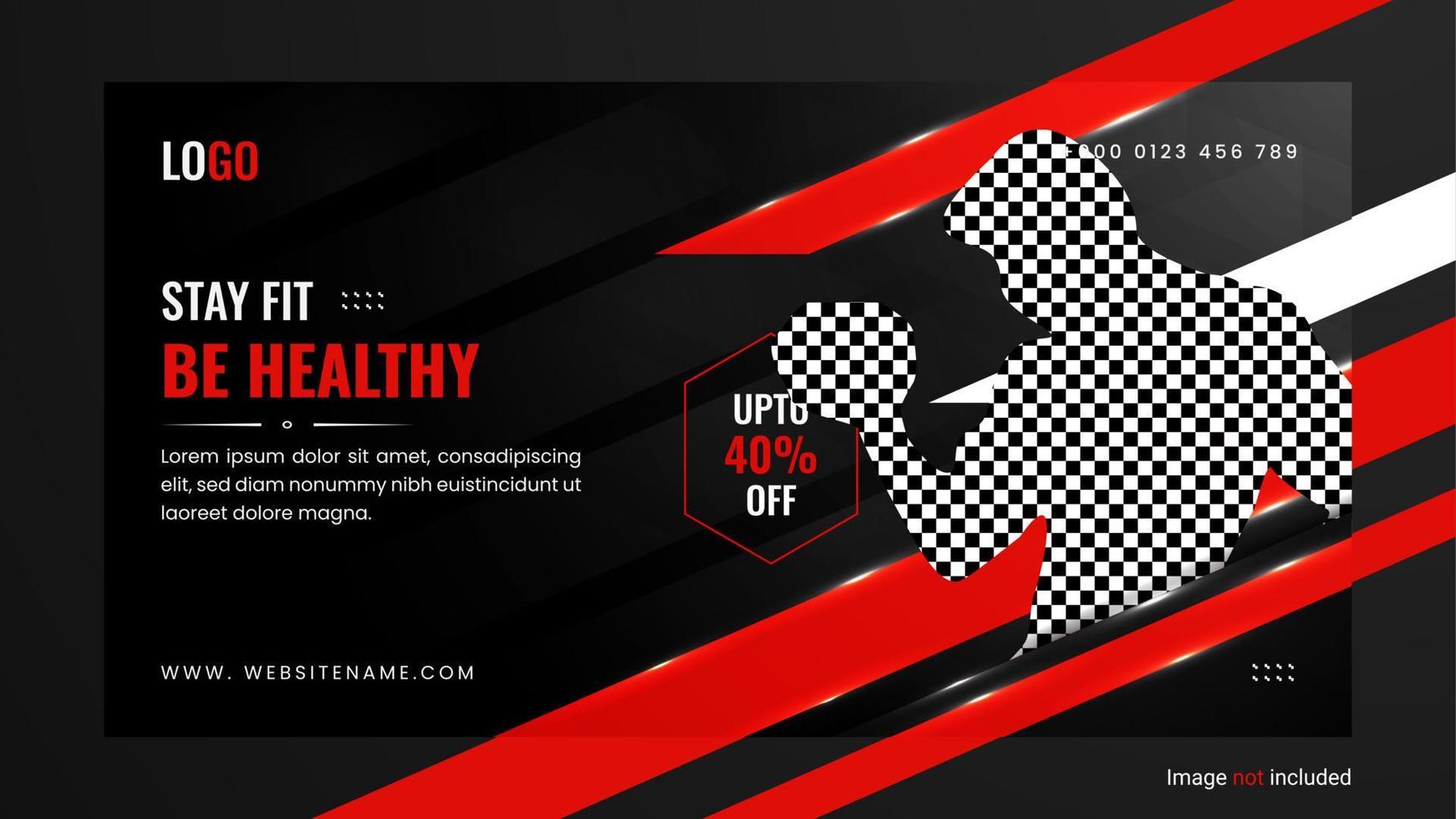 Print Fitness social media post design with lighting shapes. vector