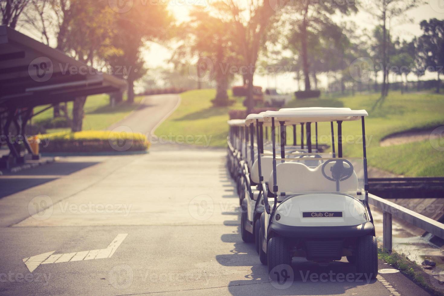 Golf carts on a golf course photo