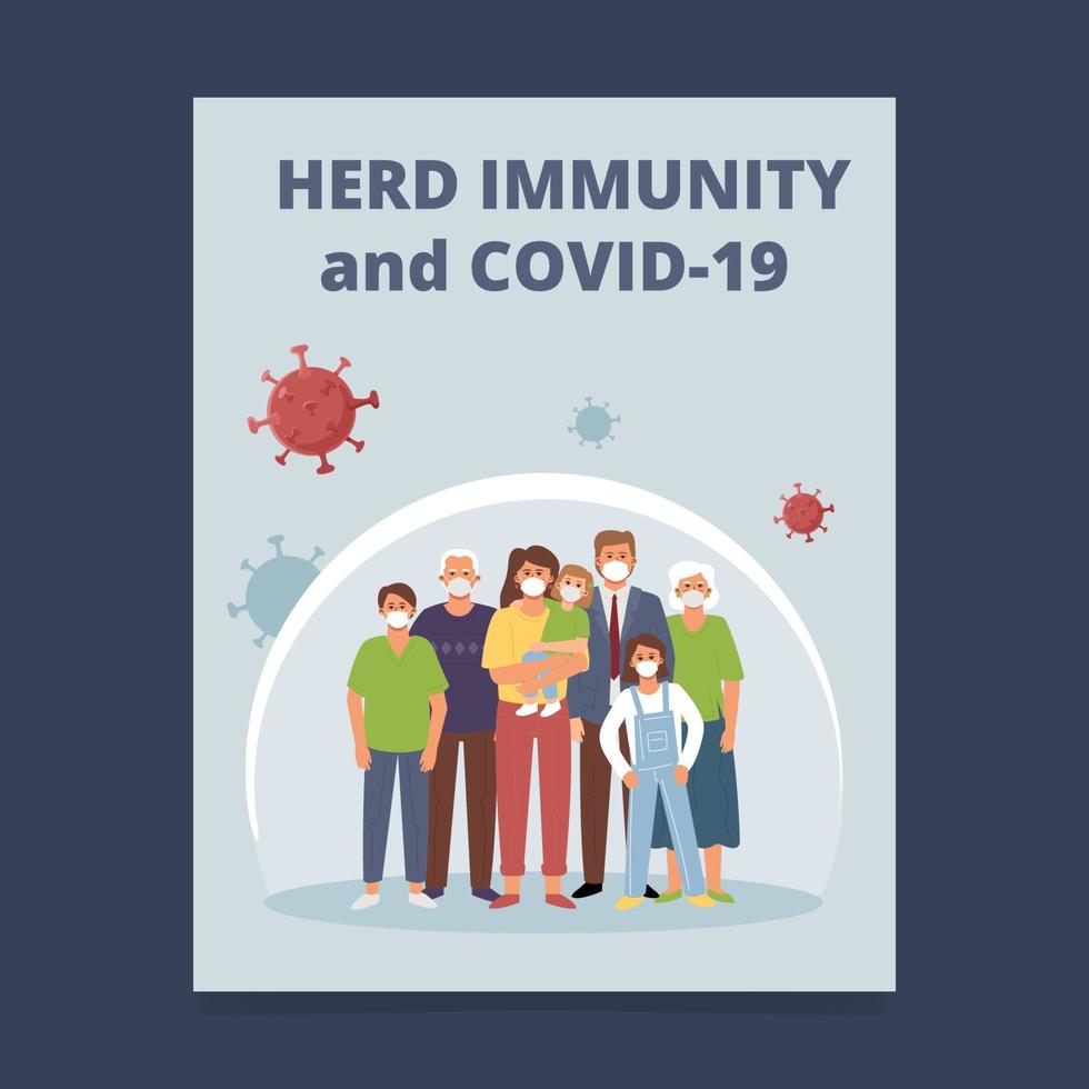 Flyer design. Herd immunity and covid-19. vector