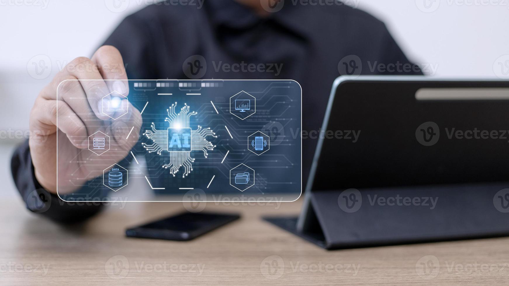 Digital transformation technology strategy, IoT, internet of things. transformation of ideas and the adoption of technology in business in the digital age, enhancing global business capabilities. Ai photo