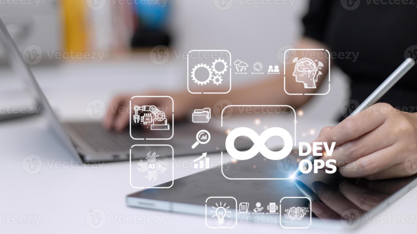 DevOps Methodology Development Operations agil programming technology concept. photo
