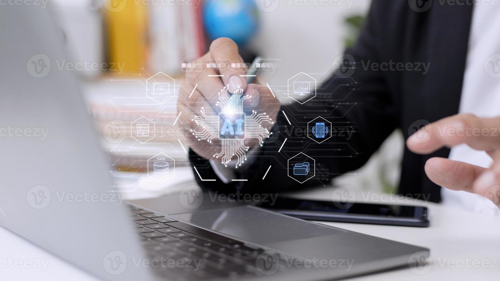 Digital transformation technology strategy, IoT, internet of things. transformation of ideas and the adoption of technology in business in the digital age, enhancing global business capabilities. Ai photo
