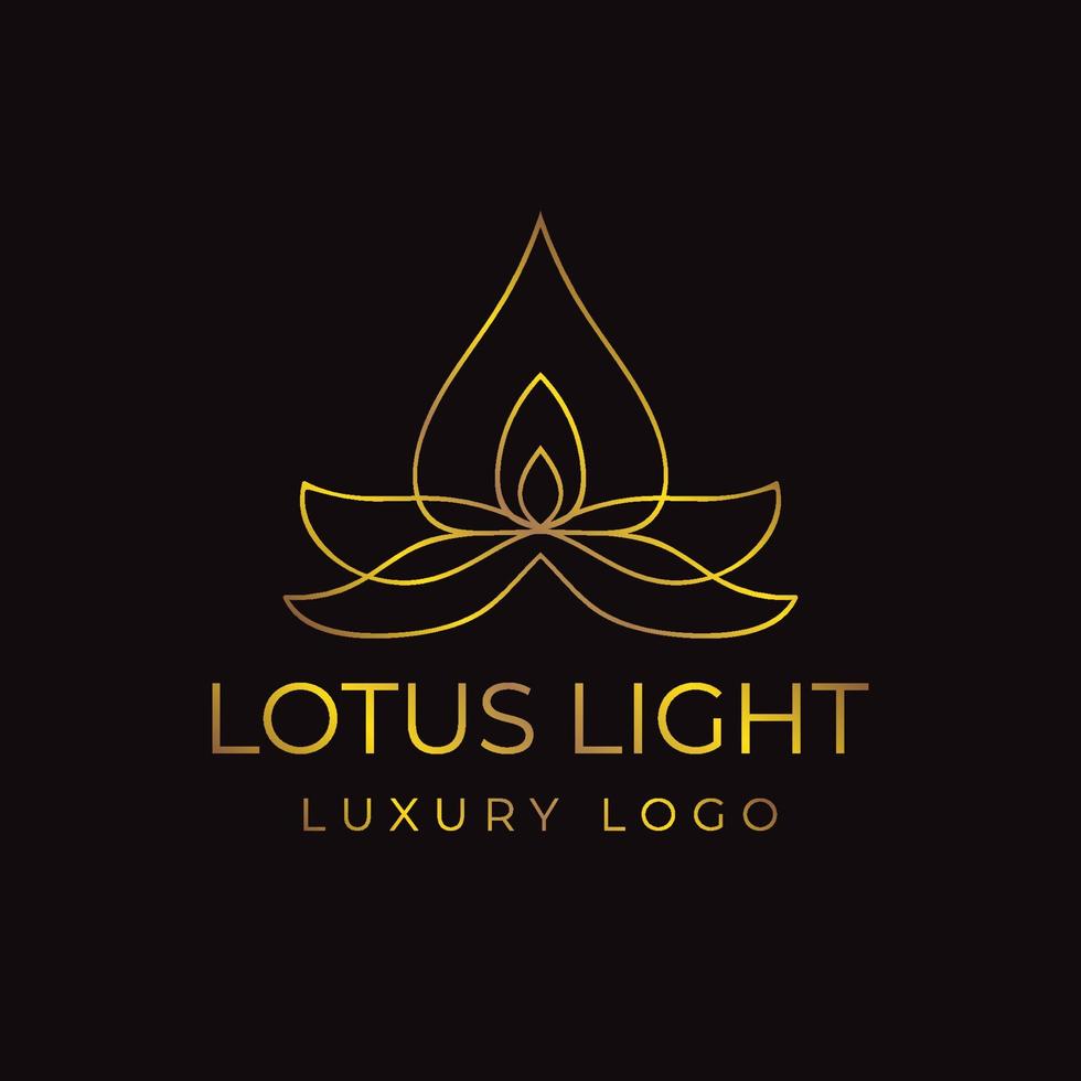 elemento de diseño de logotipo de vector de lujo de luz de loto lineal