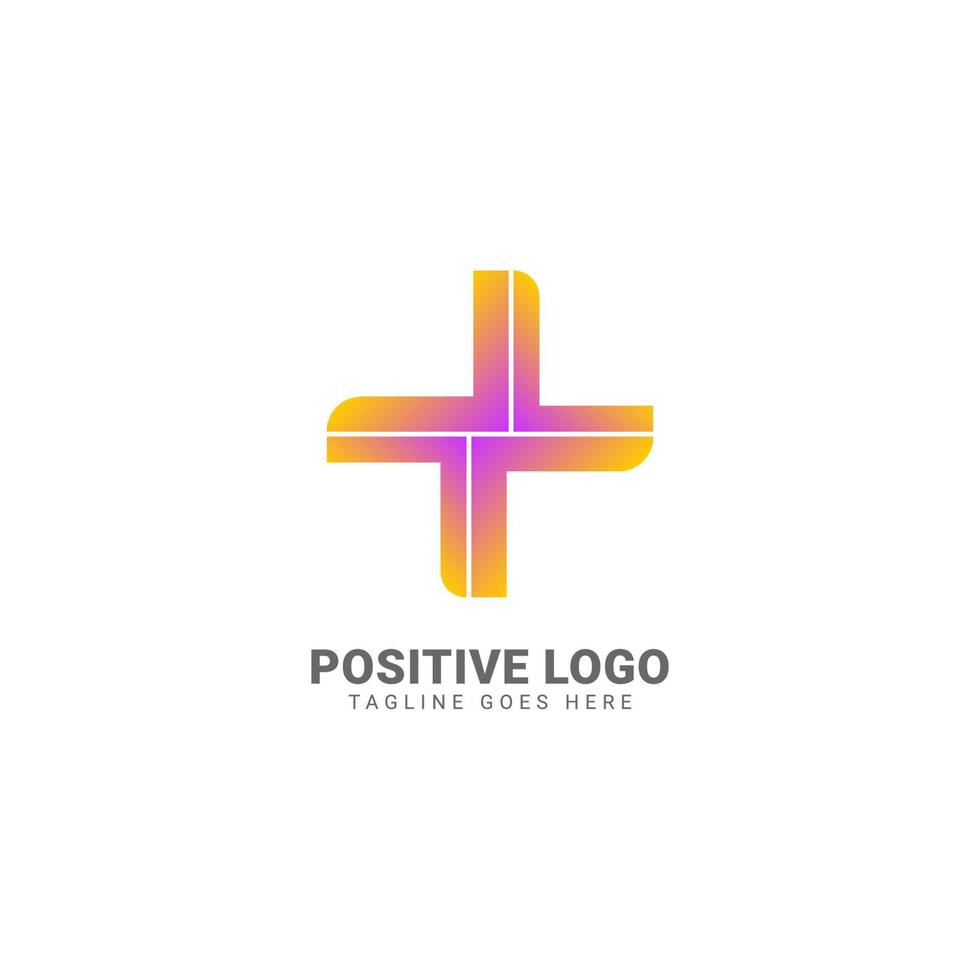 modern trendy gradient plus or cross medical and coding vector logo design