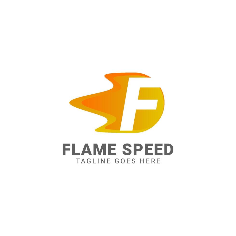 letter F flame speed vector logo design