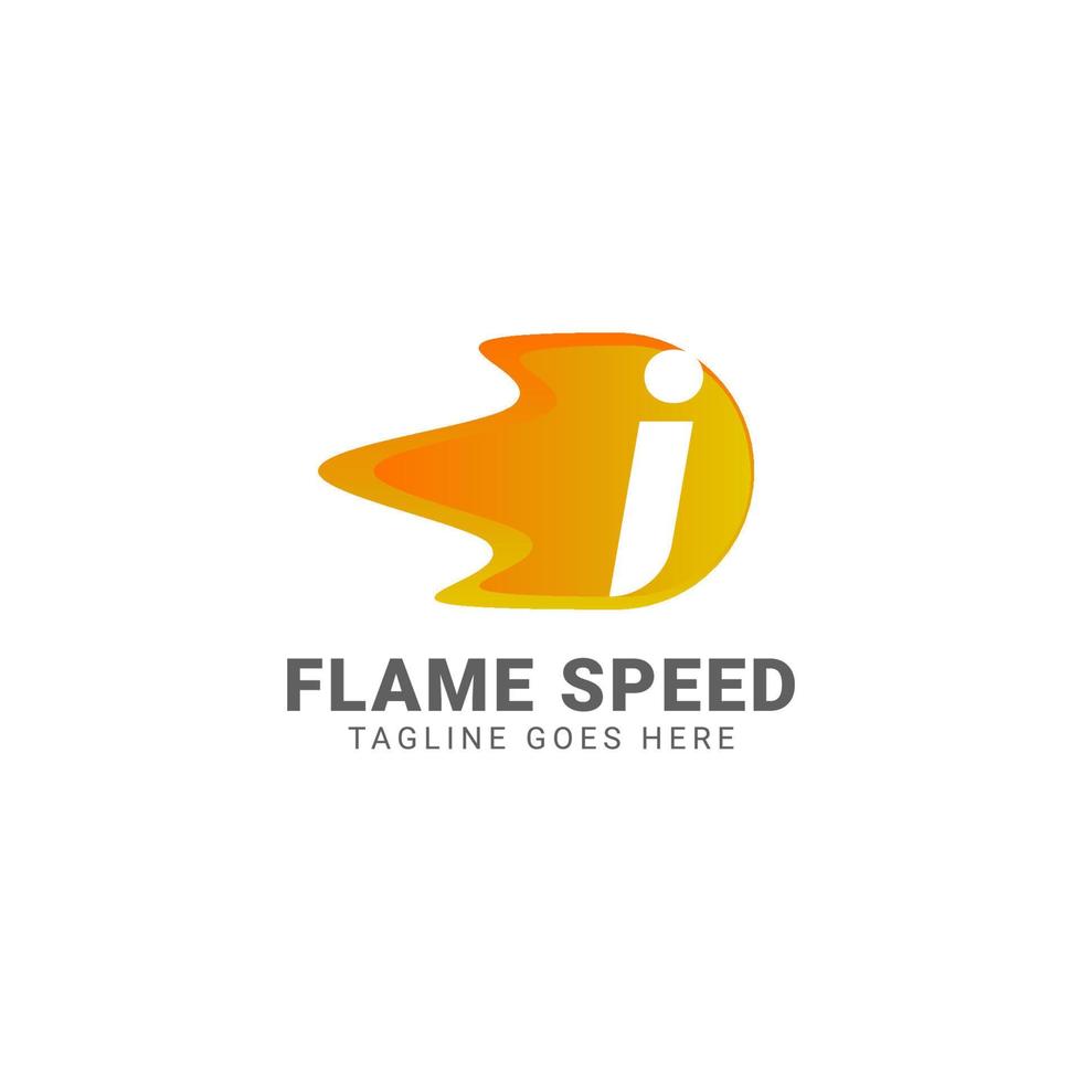 letter I flame speed vector logo design