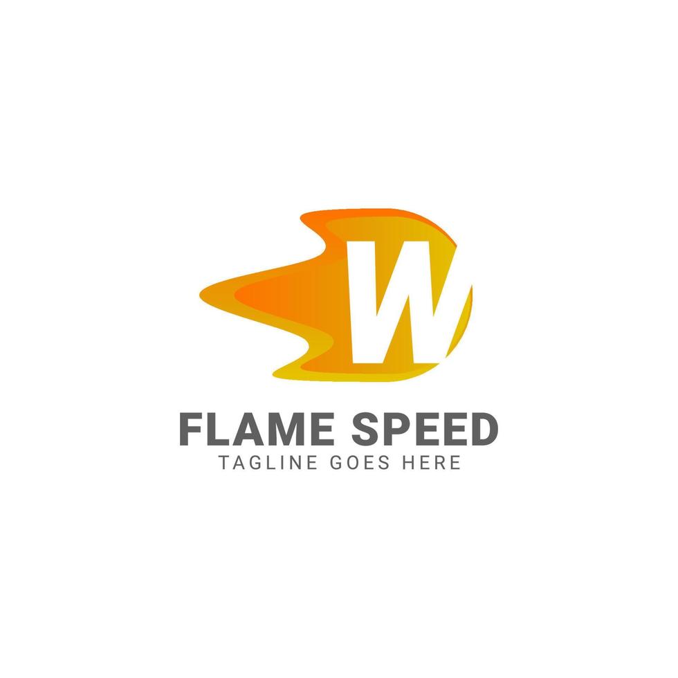 diseño de logotipo de vector de velocidad de llama de letra w