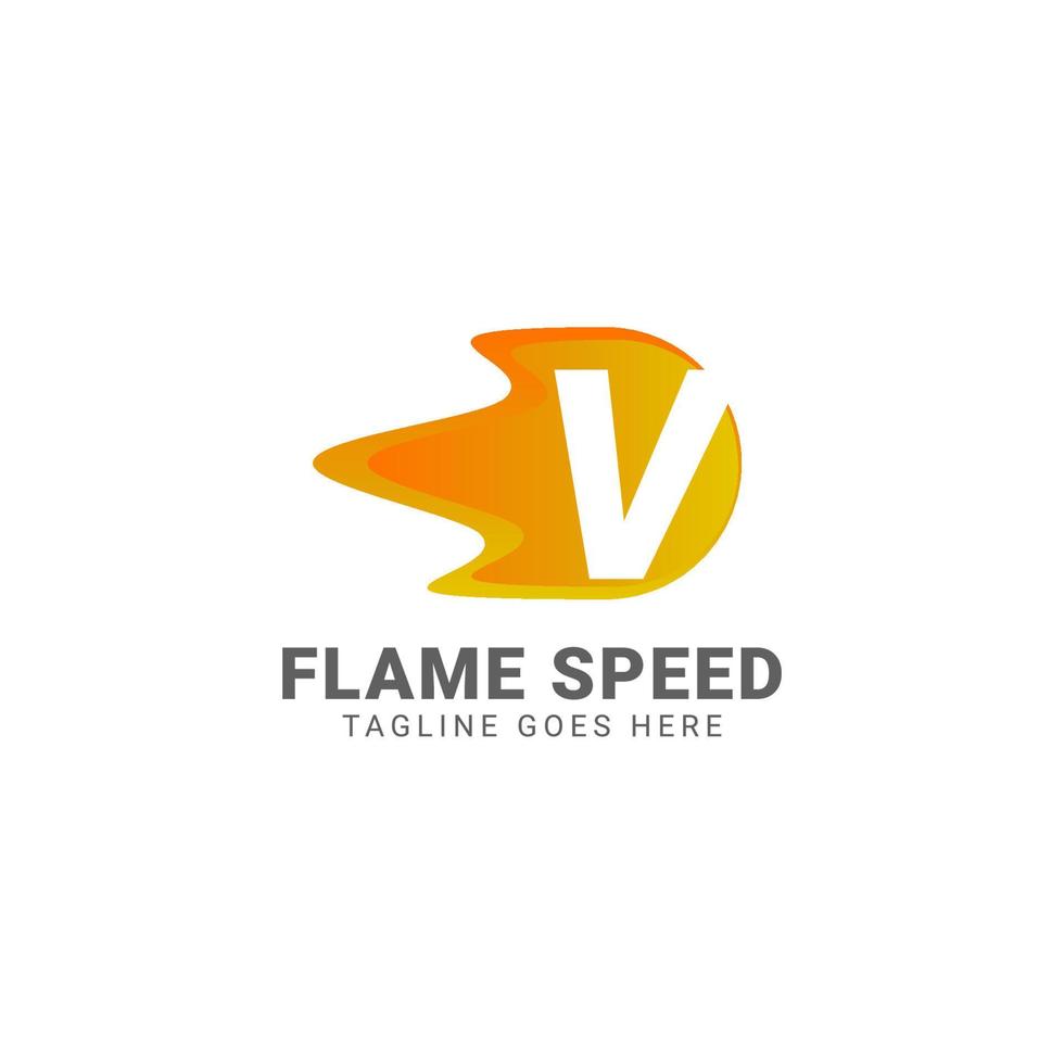 letter V flame speed vector logo design