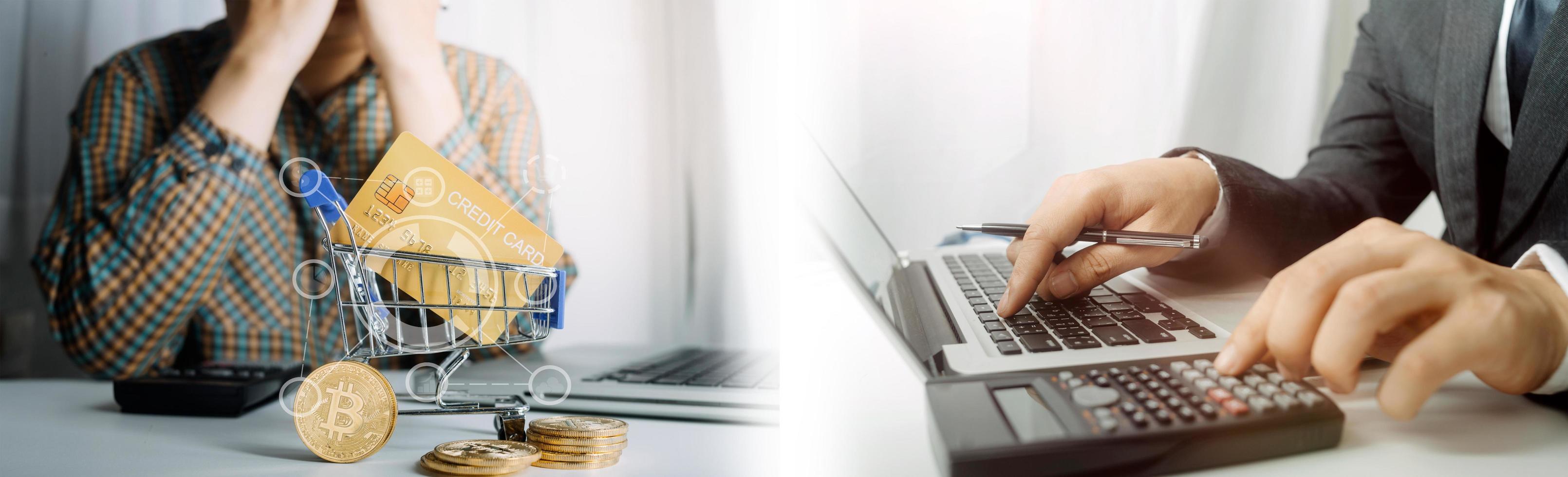 Woman hand using mobile smart phone, online payment, banking and online shopping at the home. photo