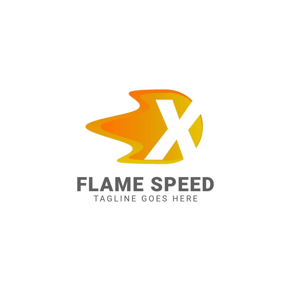 letter X flame speed vector logo design