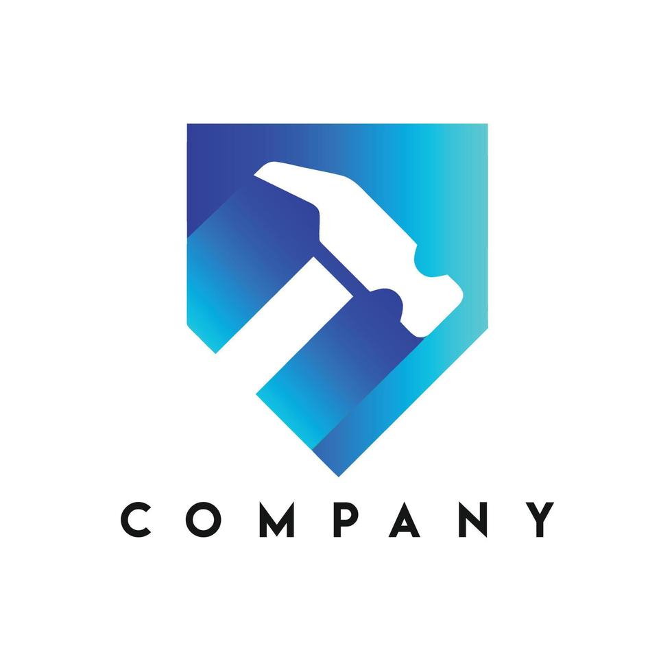 Hammer Shield Construction Logo vector