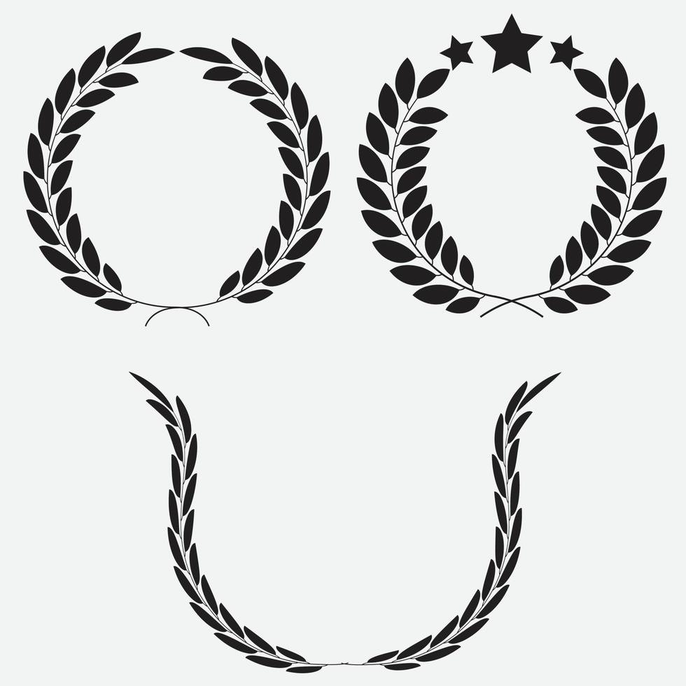 laurel wreath icon set vector