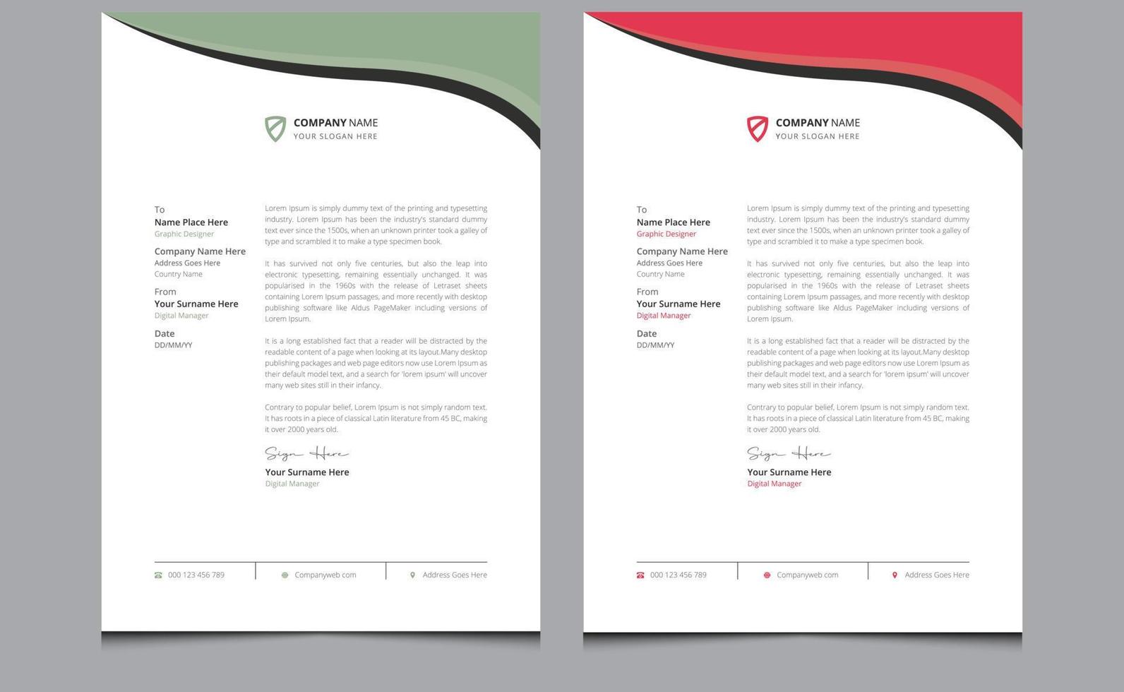 Elegant clean simple minimal creative corporate modern professional company business letterhead template design. vector