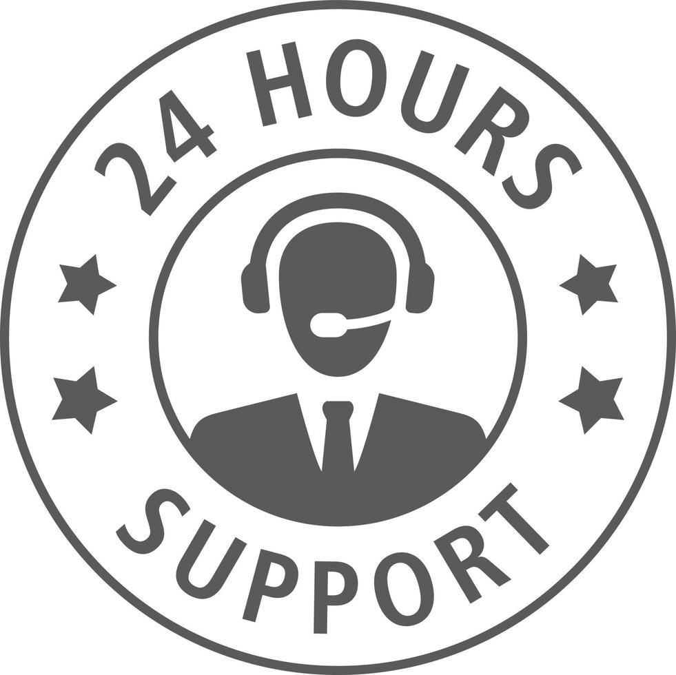 24 hours support vector line icon, badge, symbol isolated on white background. 13073703 Vector